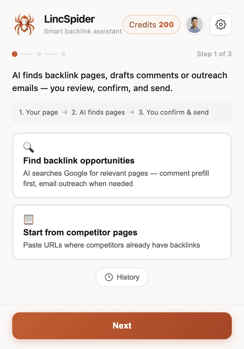 Find backlink pages — with or without a starting URL