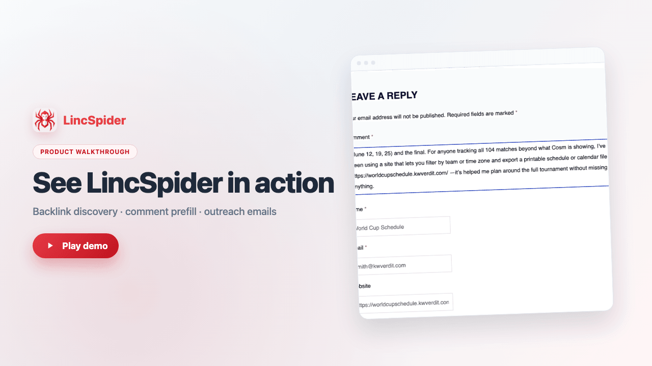 LincSpider product demo — backlink outreach in Chrome