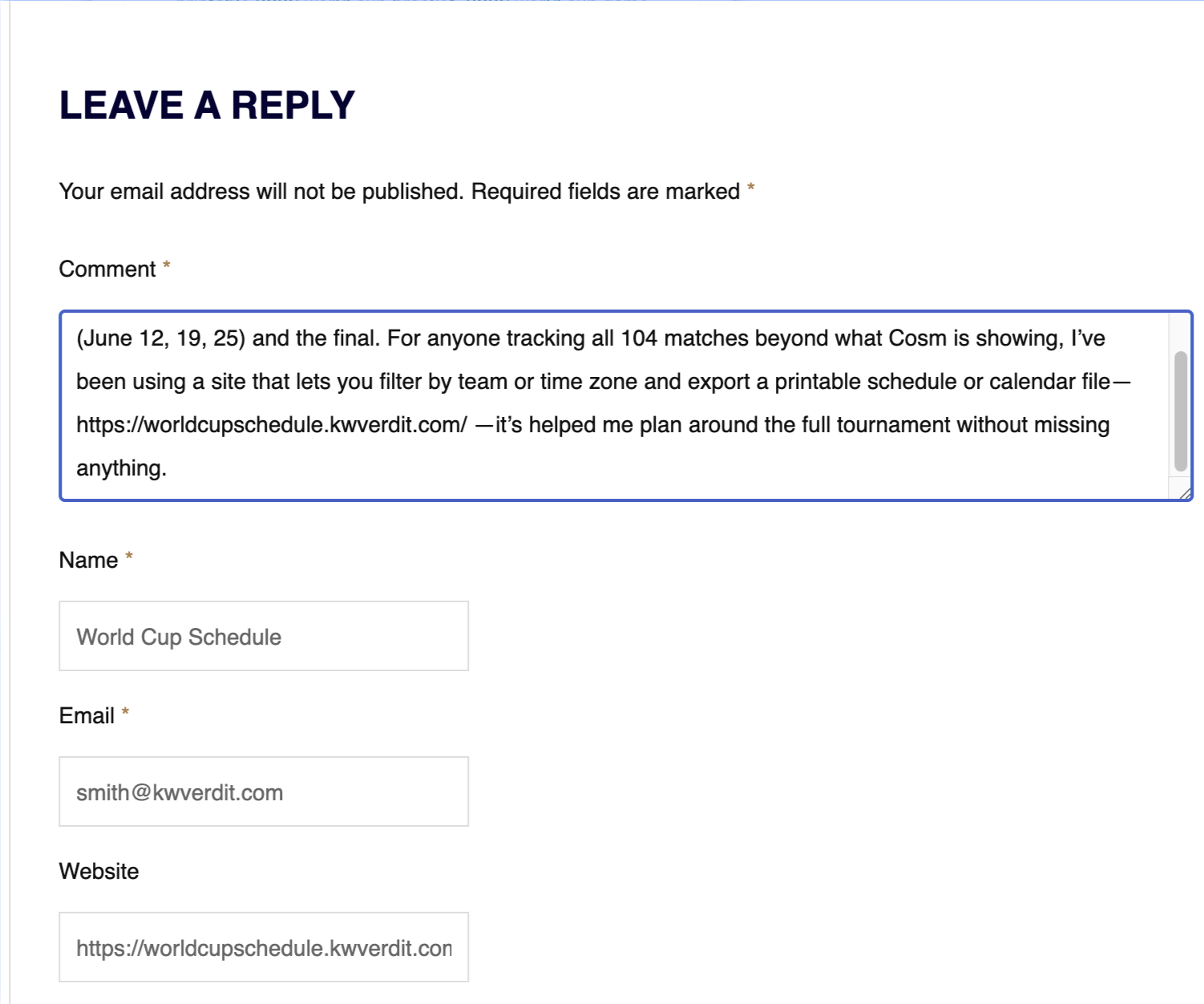 Prefill blog comment forms after you approve the draft