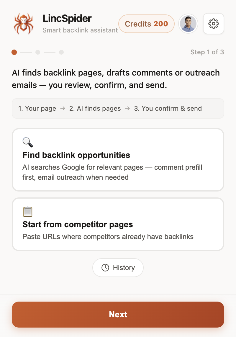 Finding candidate pages before you choose comment vs email